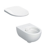 Wisząca miska WC Selnova Premium lejowa, B36 cm, H33 cm, T53 cm, ukryte mocowania, Rimfree Deska sedesowa WC wolnoopadająca Selnova mocowanie od góry, antybakteryjna biała